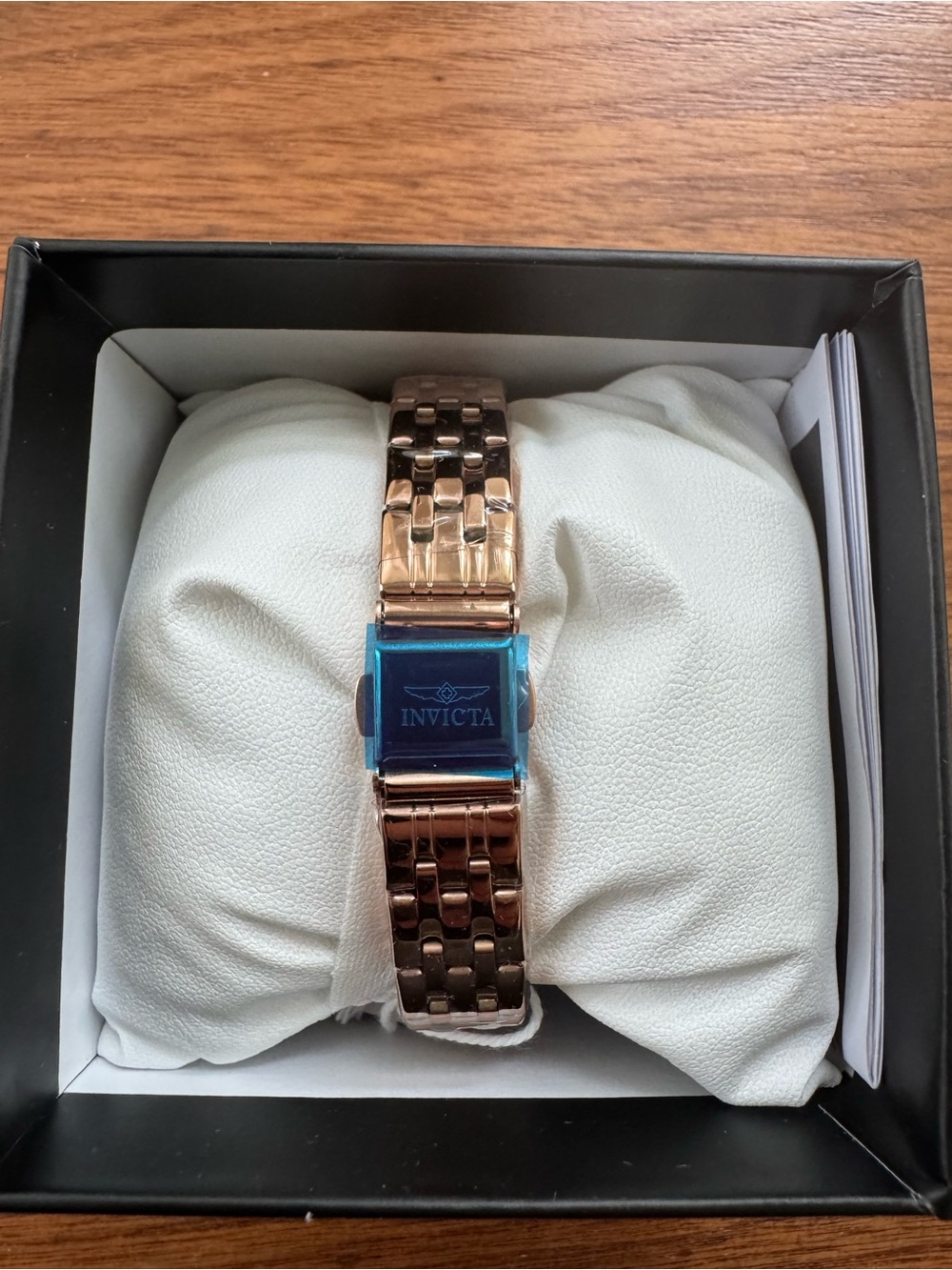 Invicta Rose Gold Tone Black Dial Crystal Accent Bracelet Watch - Picture 5 of 6